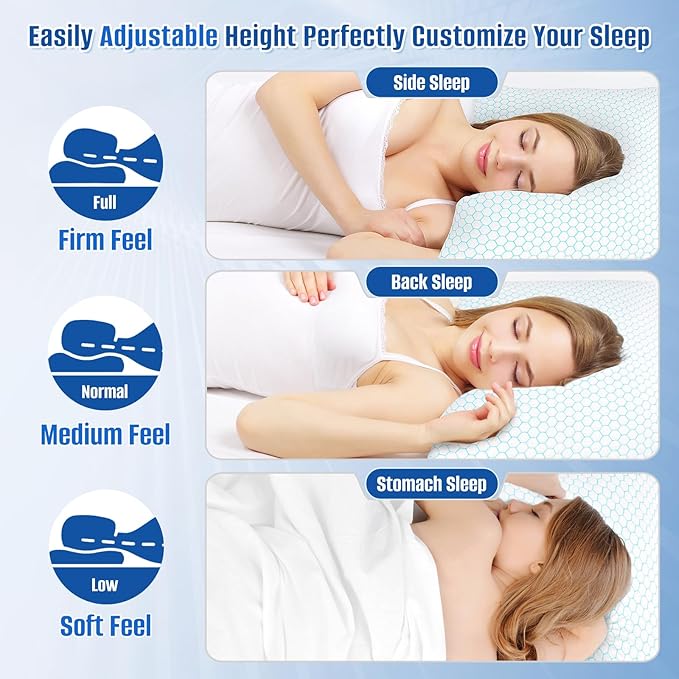 Memory Foam Cooling Bed Pillow - Queen - 2 Piece