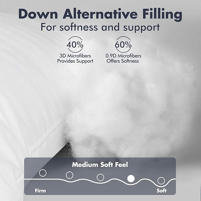 Down Alternative Hypoallergenic Bed Pillow - King - 2 Piece