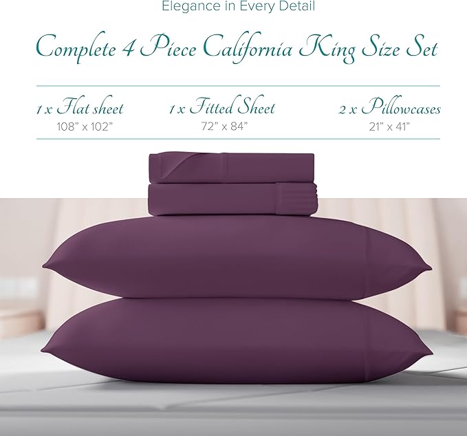 Linen Cooling Bed Sheet Set - California King - 16 in Deep Pocket - 4 Piece
