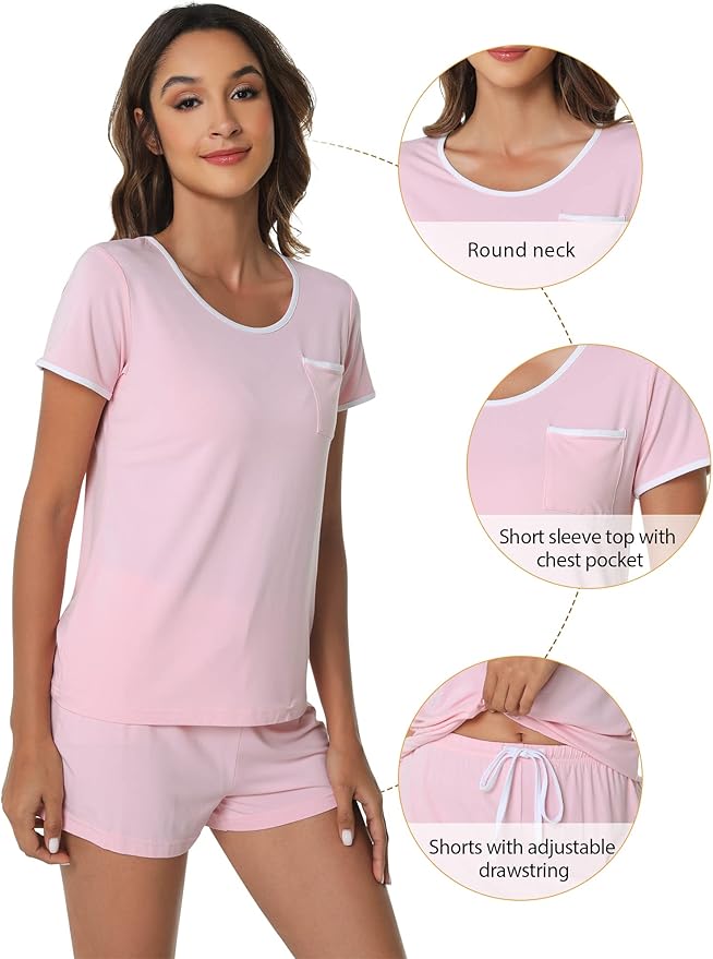 Women's Bamboo Cooling Pajama Set - Short Sleeve - 2 Piece