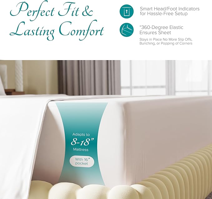 Linen Cooling Bed Sheet Set - California King - 16 in Deep Pocket - 4 Piece