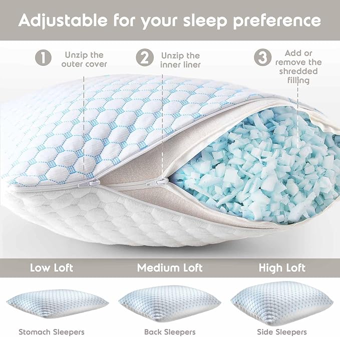 Memory Foam Cooling Bed Pillow - King