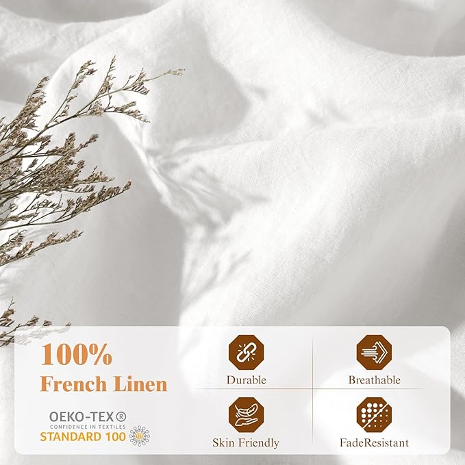 Linen Duvet Cover Set - California King - 3 Piece