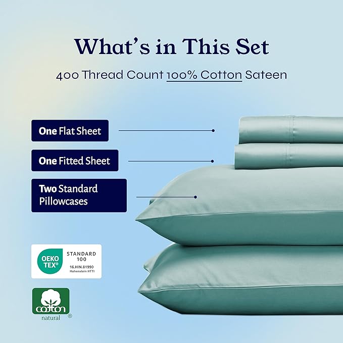 100% Cotton Bed Sheet Set - Full - 4 Piece