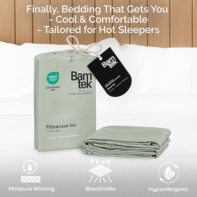 Bamboo Cooling Pillowcase Set - Queen - 2 Piece
