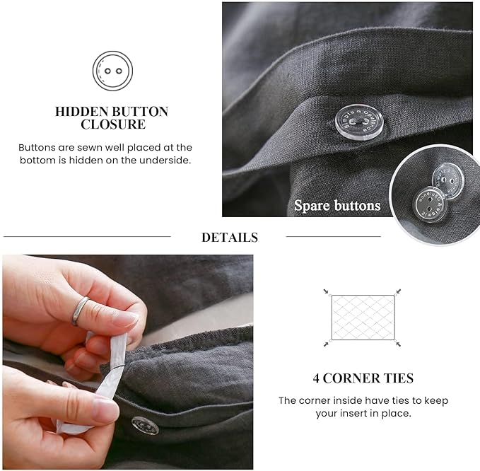 Linen Duvet Cover Set - King - 3 Piece