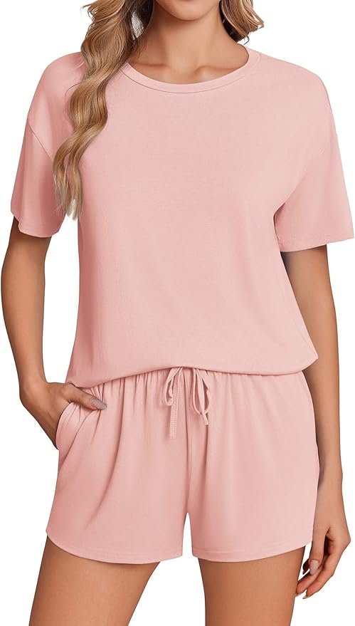 Women's Bamboo Shorts Pajama Set - Short Sleeve - 2 Piece