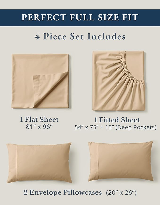 Linen Cooling Bed Sheet Set - Full - 4 Piece