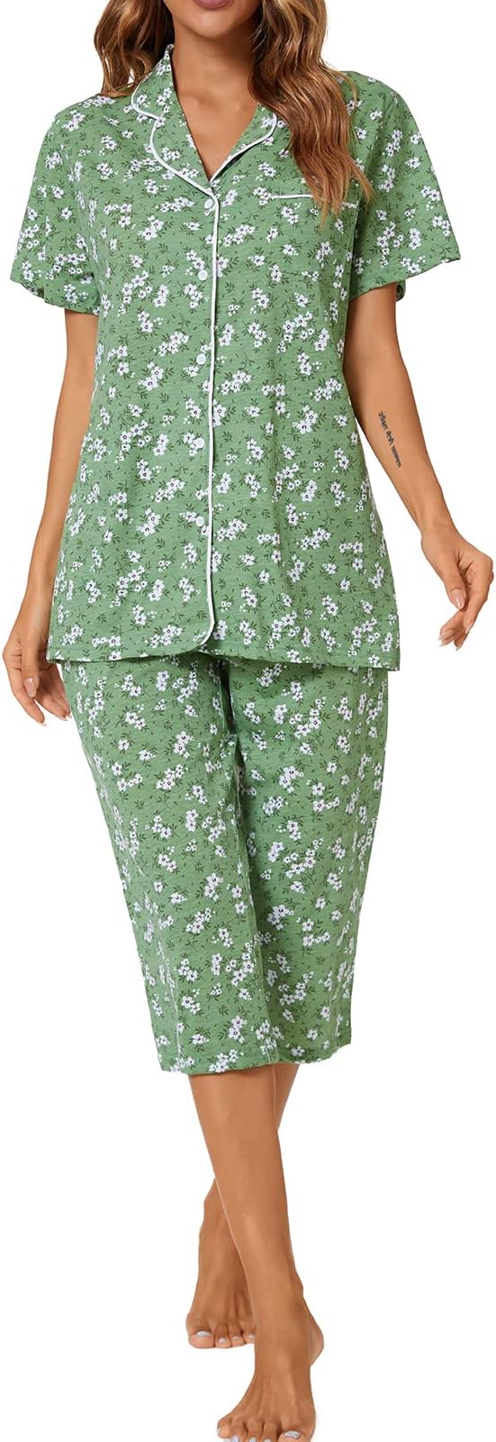 Capri Pajama Set - Short Sleeve - 2 Piece