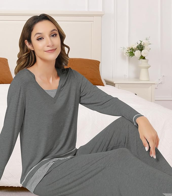 Women's Bamboo Pants Pajama Set - Long Sleeve - 2 Piece