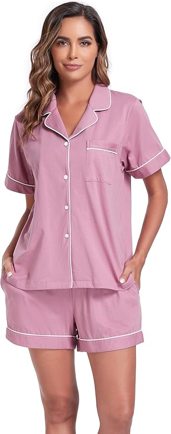 100% Cotton Pajama Set - Short Sleeve - 2 Piece