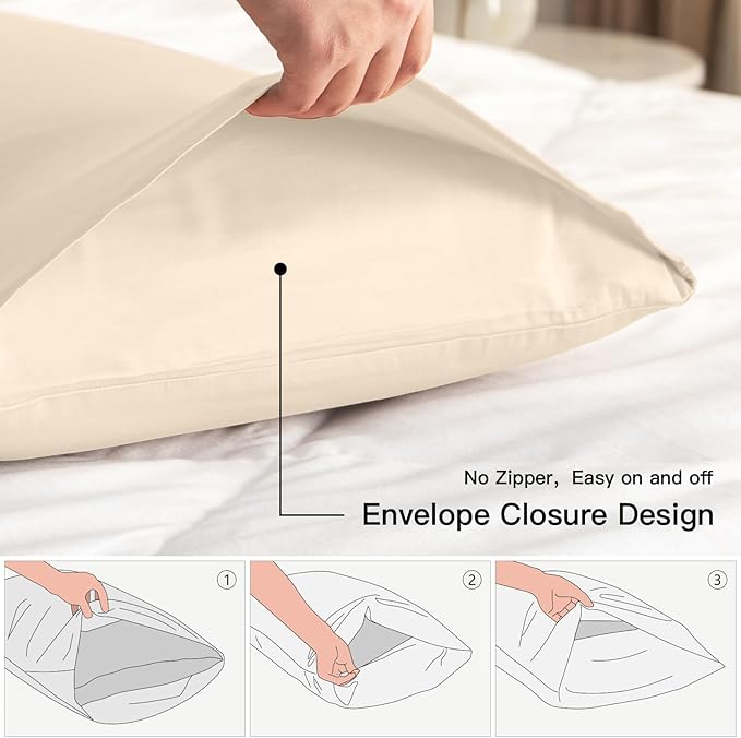 100% Cotton Pillowcase Set - King - 20 x 36 in - 2 Piece