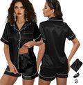 Satin Shorts Pajama Set - 3 Piece