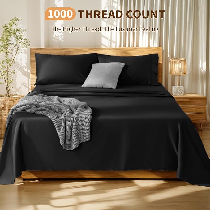 100% Cotton Bed Sheet Set - King - 4 Piece