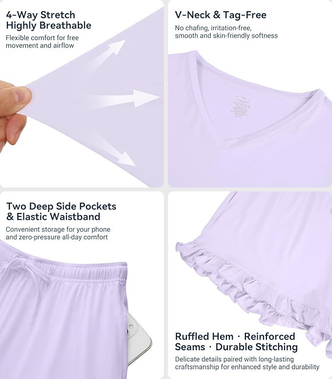Bamboo Cooling Shorts Pajama Set - Short Sleeve - 2 Piece