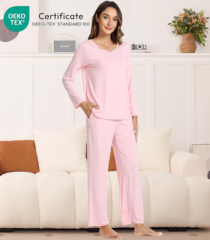 Women's Bamboo Pants Pajama Set - Long Sleeve - 2 Piece