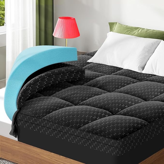 Memory Foam Cooling Mattress Topper - Queen - 21 in Deep Pocket