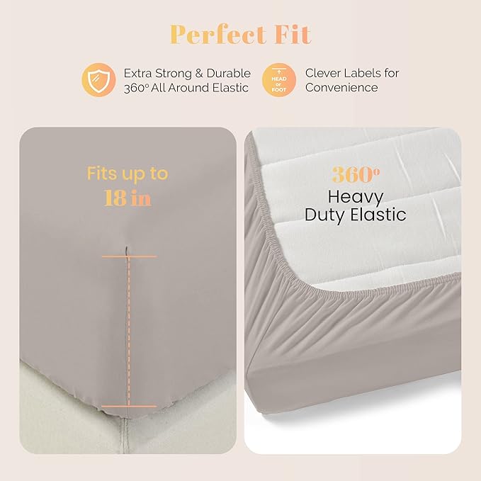 Cooling Bed Sheet Set - Queen - 16 in Deep Pocket - 4 Piece