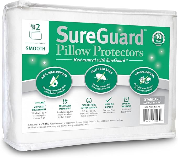 Waterproof Pillow Protector - Standard - 2 Piece