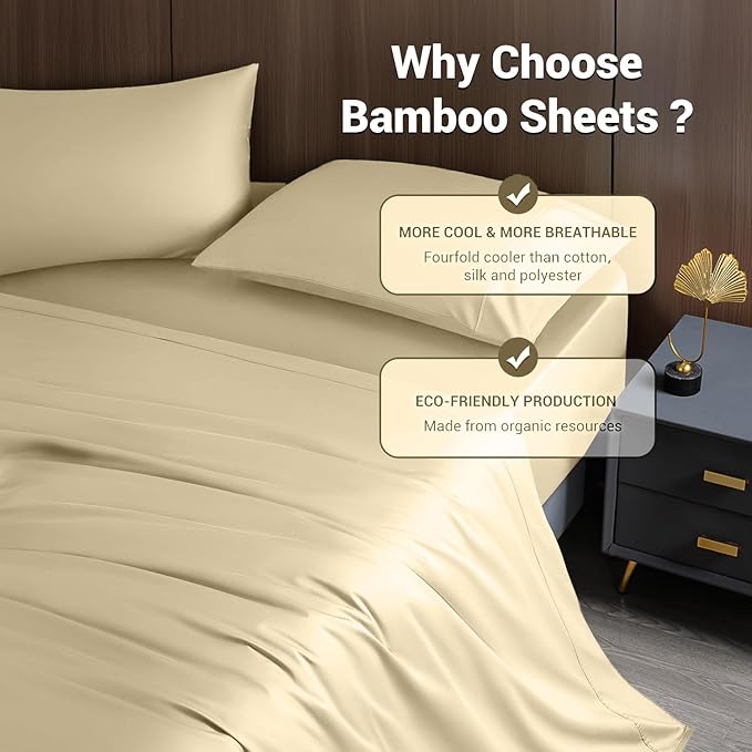 Bamboo Cooling Bed Sheet Set - Queen - 4 Piece