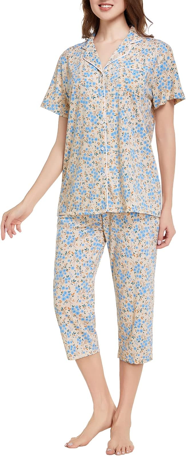 Capri Pajama Set - Short Sleeve - 2 Piece