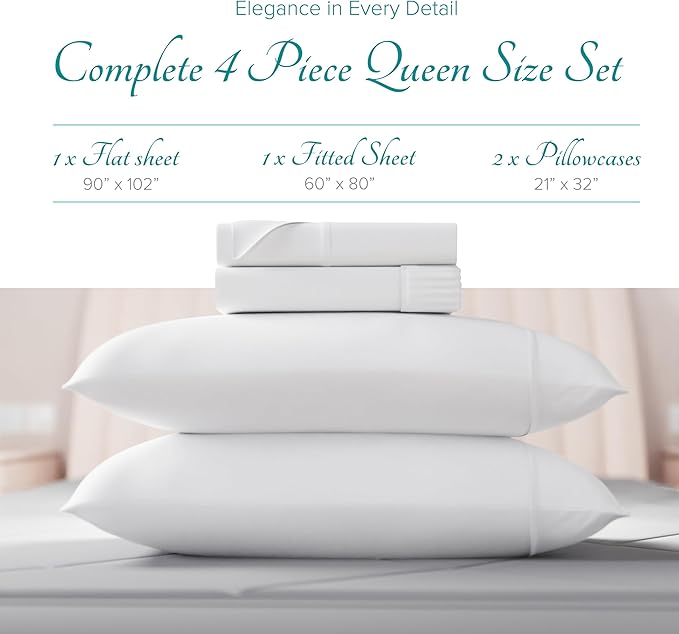 Linen Cooling Bed Sheet Set - Queen - 16 in Deep Pocket - 4 Piece