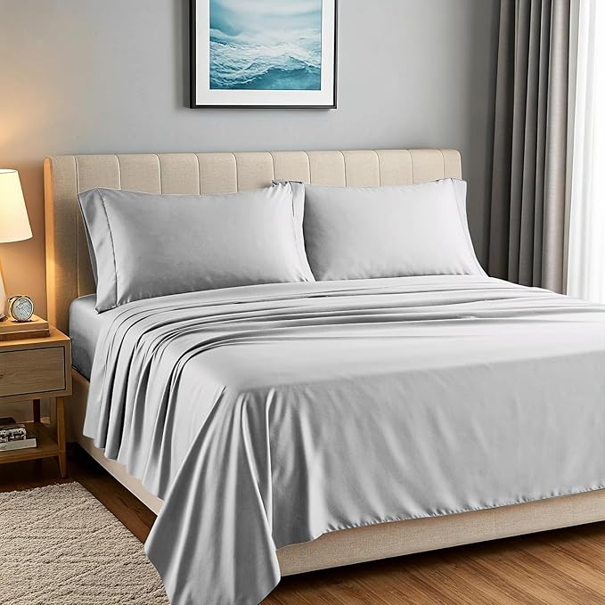 Linen Cooling Bed Sheet Set - King - 17 in Deep Pocket - 4 Piece