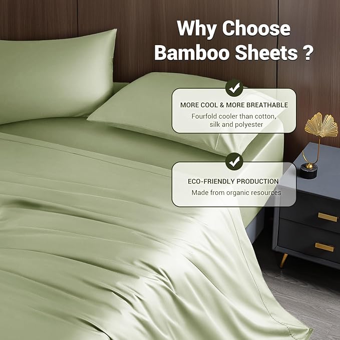 Bamboo Cooling Bed Sheet Set - King - 4 Piece