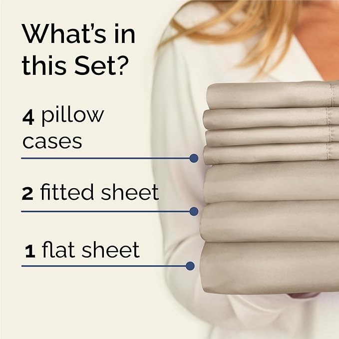 Cooling Bed Sheet Set - Split King - 16 in Deep Pocket - 7 Piece