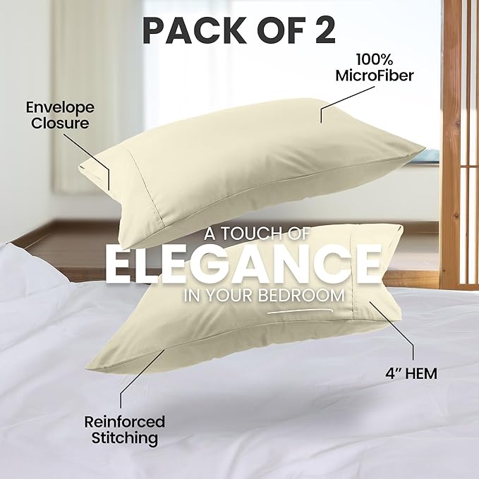 Microfiber Pillowcase Set - Queen - 20 x 30 in - 2 Pack