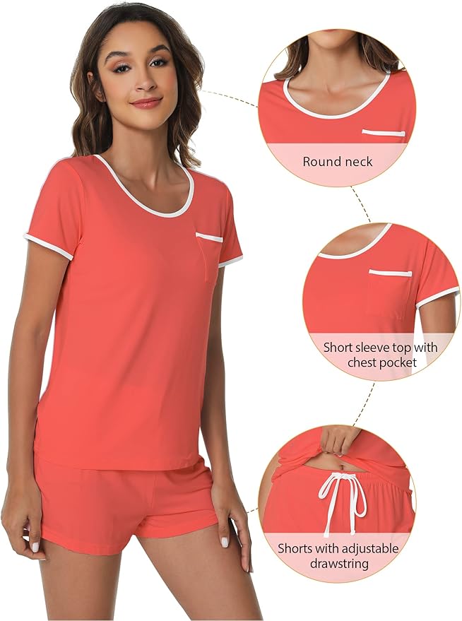 Women's Bamboo Cooling Pajama Set - Short Sleeve - 2 Piece