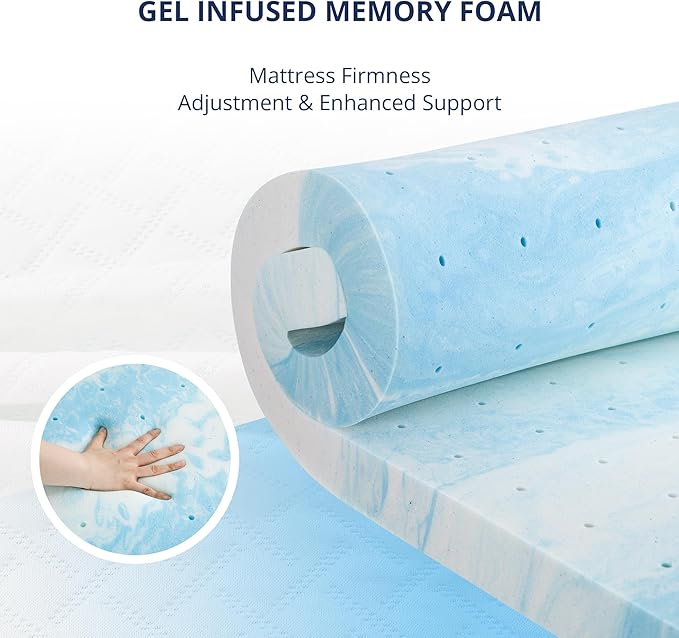 Memory Foam Cooling Mattress Topper - King