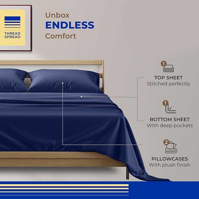 Cooling Bed Sheet Set - Queen - 16 in Deep Pocket - 4 Piece