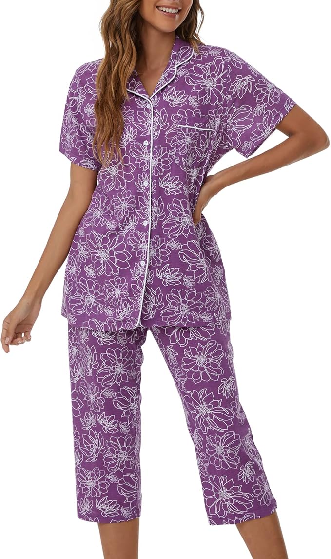 Capri Pajama Set - Short Sleeve - 2 Piece