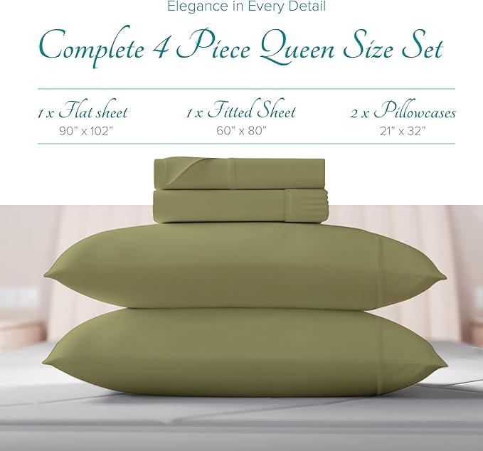 Linen Cooling Bed Sheet Set - Queen - 16 in Deep Pocket - 4 Piece