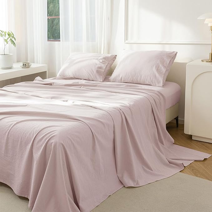 Linen Bed Sheet Set - Queen - 4 Piece