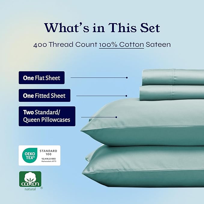 100% Cotton Bed Sheet Set - Queen - 4 Piece