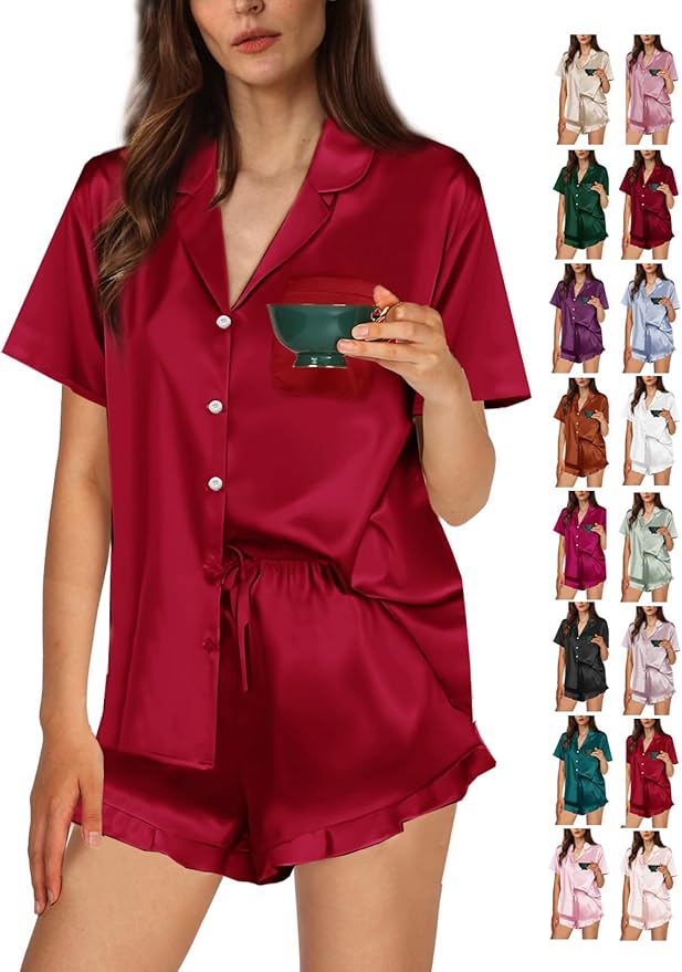 Women's Satin Pajama Set - 2 Piece