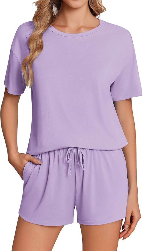 Women's Bamboo Shorts Pajama Set - Short Sleeve - 2 Piece