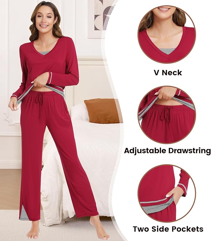 Women's Bamboo Pants Pajama Set - Long Sleeve - 2 Piece