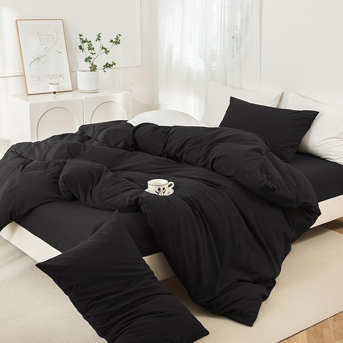 Linen Duvet Cover Set - King - 104 x 98 in - 3 Piece