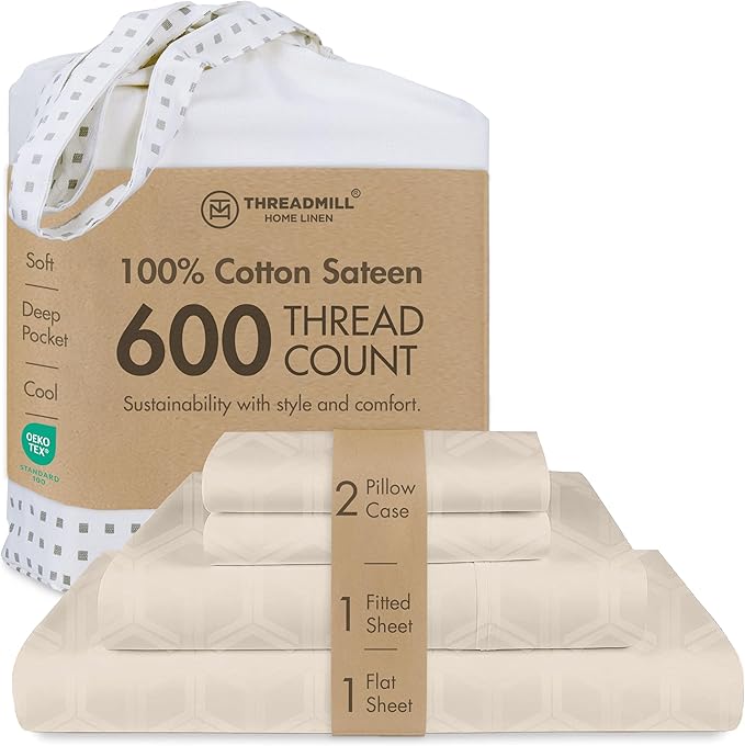 100% Cotton Cooling Bed Sheet Set - Queen - 4 Piece