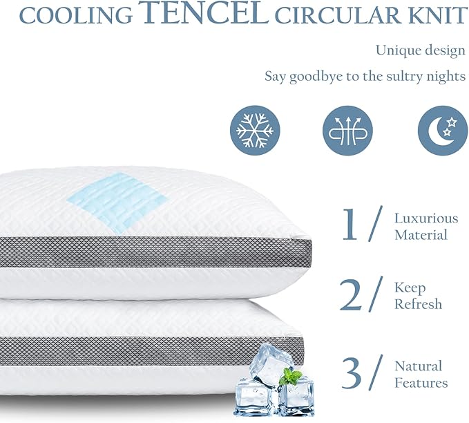 Memory Foam Cooling Bed Pillow - Standard - 2 Piece
