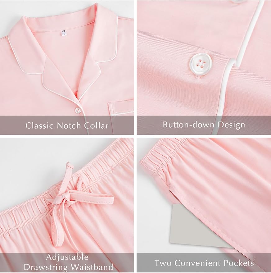 Women's Bamboo Pajama Set - Short Sleeve - 2 Piece