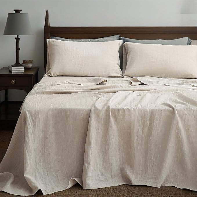 Linen Bed Sheet Set - King - 4 Piece