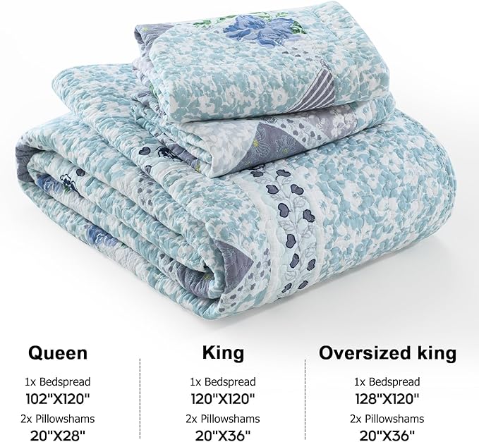 100% Cotton Bedding Set - Queen - 102 x 120 in - 3 Piece