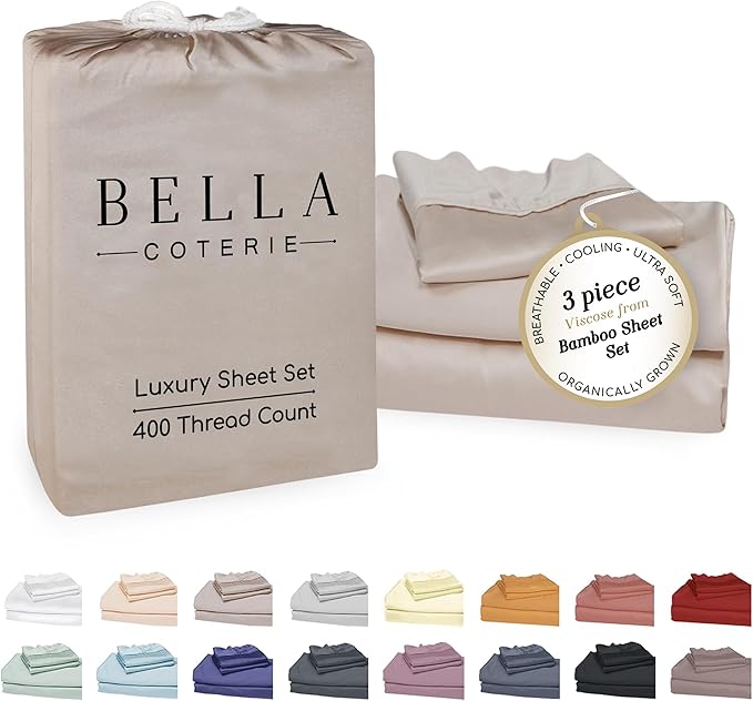 Bamboo Cooling Bed Sheet Set - Twin - 18 in Deep Pocket