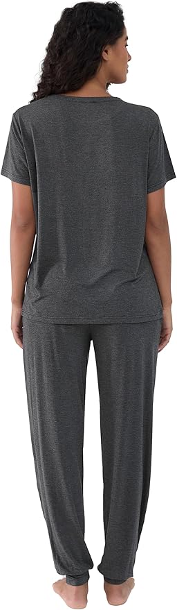 Women's Bamboo Pants Pajama Set - Short Sleeve - 2 Piece