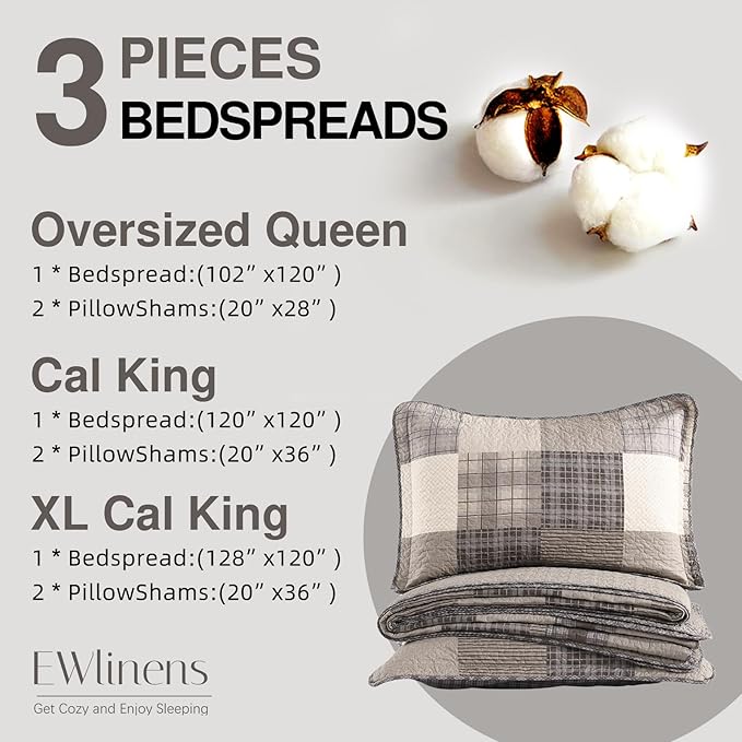 100% Cotton Bedding Set - California King - 3 Piece