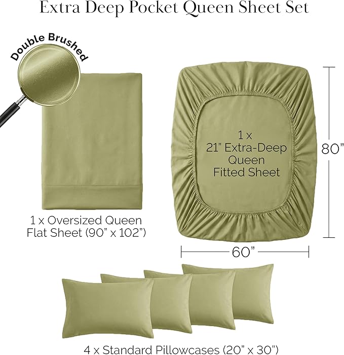 Microfiber Bed Sheet Set - Queen - 6 Piece